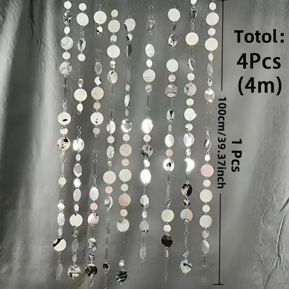 Shimmer Golden Sequin Curtain Backdrop Sparkly Glitter Hanging Decorations for Weddings Party Porch Decor & Holiday Celebrations