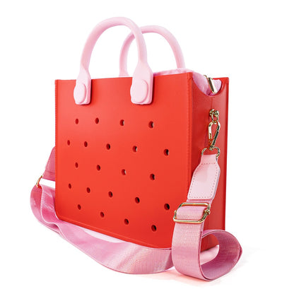 The orange guy Purple Women Fashion New EVA Punched Handbag Casual Waterproof Travel Tote Bag Fit Charms Outdoor Beach Bags