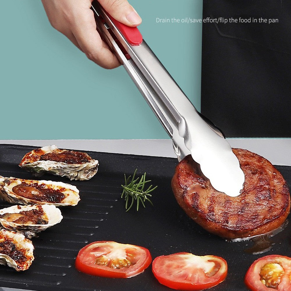 9 ", 12", 14 "- non slip stainless steel barbecue tongs meat salad bread clip barbecue rack buffet clip barbecue cooking tools