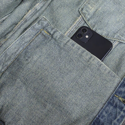 Men's casual denim jacket for spring and fall, metallic single-breasted denim jacket size M-5XL