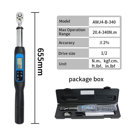 Chave de Torque Digital Shahe de 1/2'' Conjunto Eletrônico com Buzzer e LED Chaves de Torque Eletrônicas Ajustáveis Ferramenta para Reparo Automotivo