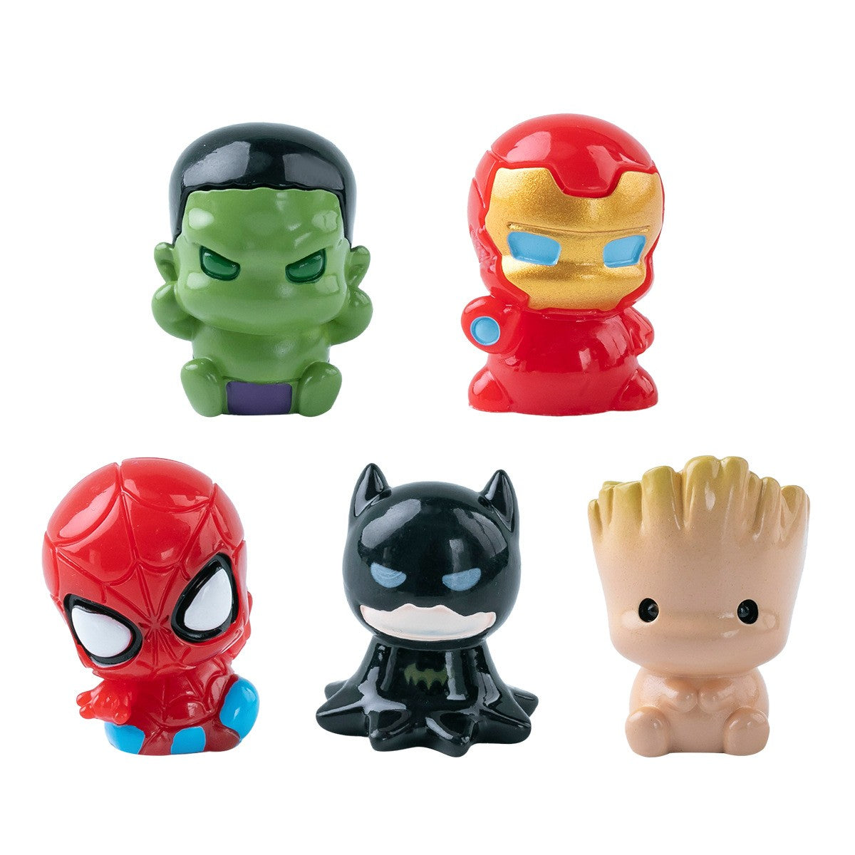 5PCS/SET Q Edition 2CM Batman Spider-Man Iron Man Groot Cartoon Action Figure Model DIY Decorative Accessories Tabletop Ornament