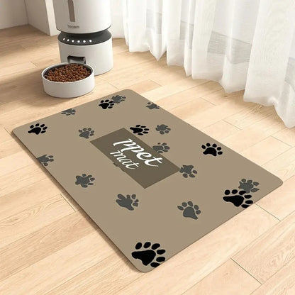 Tapete de Inverno para Animais de Estimação Tapete de Alimentação para Cães e Gatos Tigela de Água e Comida para Animais de Estimação Tapete de Chão Diatomáceo Impermeável de Secagem Rápida