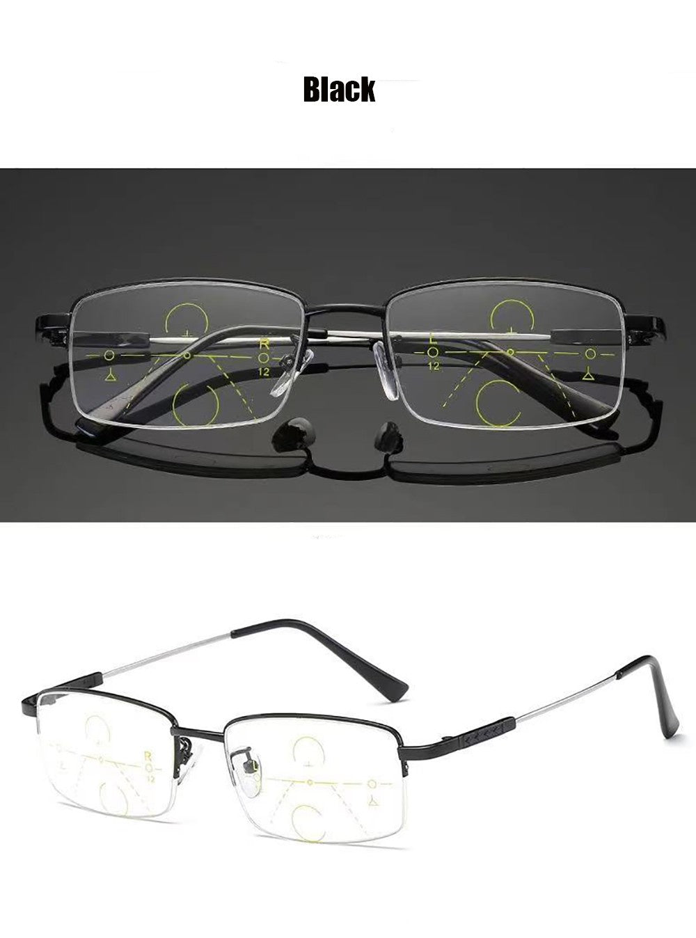Progressive Men's Eyeglasses Frame Multifocal Reading Glasses Anti Blue Light Eyewear Near Far Sight Glasse escuadras de metal+4