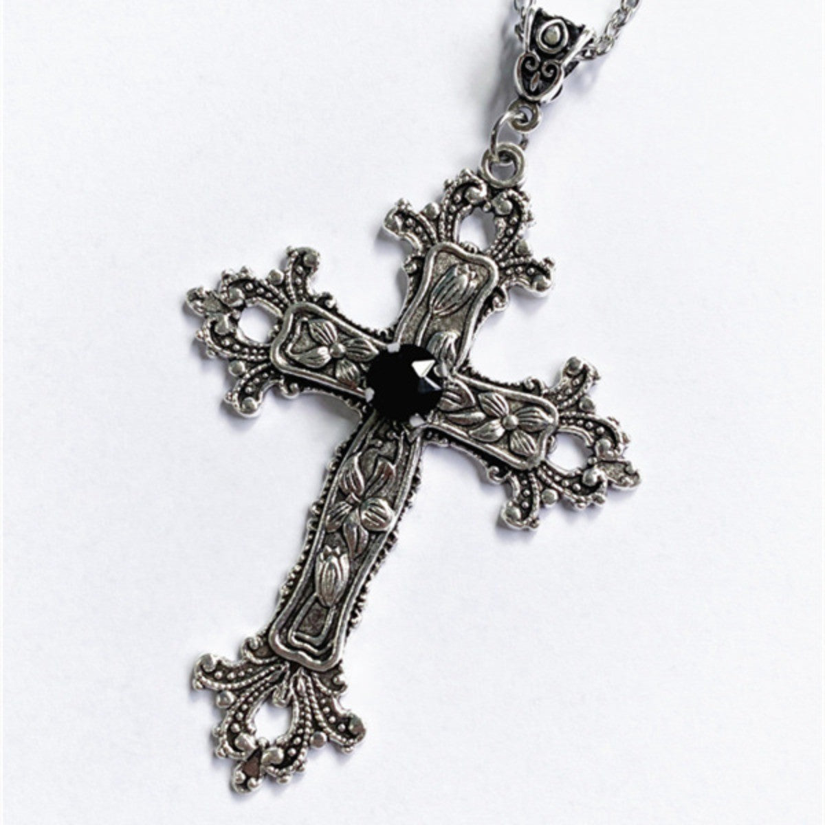 Colares com Pingente Grande de Cruz Punk Cristal para Mulheres Homens Gótico Corrente Clavicular Cruz Irregular Coleção Outono/Inverno Joias