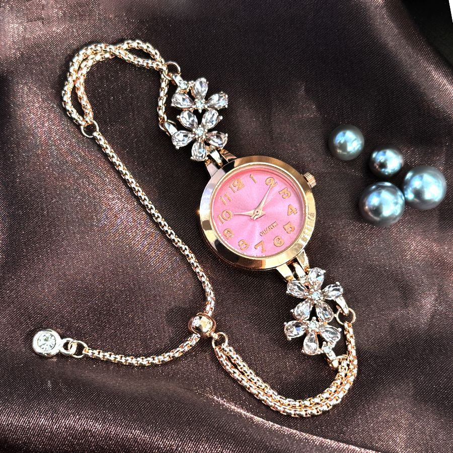 Live burst new diamond set flowers color diamond simple fashion pull bracelet watch women's watch