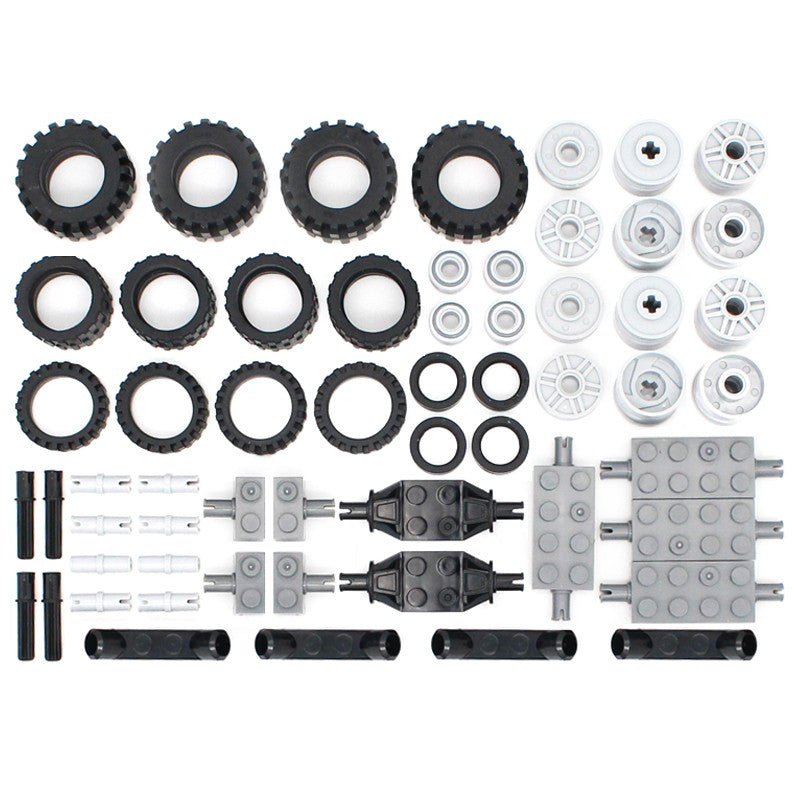 56 unidades/lote Moc Roda Técnica Blocos de Construção Tijolos Pino Pneu Eixo Conector Carro Tecnologia Automóvel Peças Conjunto Brinquedo