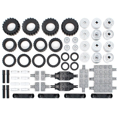 56 unidades/lote Moc Roda Técnica Blocos de Construção Tijolos Pino Pneu Eixo Conector Carro Tecnologia Automóvel Peças Conjunto Brinquedo