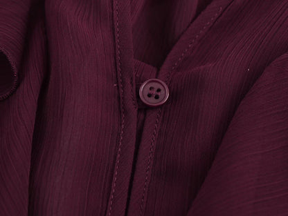 2025 Summer Chic Women's Elegant Loose Long Sleeve Layered Shirts Office Lady Vintage V-neck Translucent Tierred Ruffles Blouses