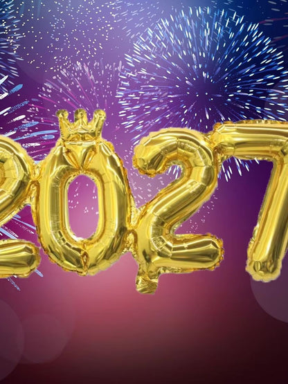 Gold Silver Crown 2027 Number Foil Balloons New Year 2027 Christmas Decorations New Year Party Supplies