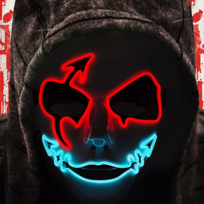 LED Hand-painted Mask Halloween Carnival Masquerade Cosplay Horror Accessory Men's Mask Weird Face Mask Glowing Mascara Disfraz