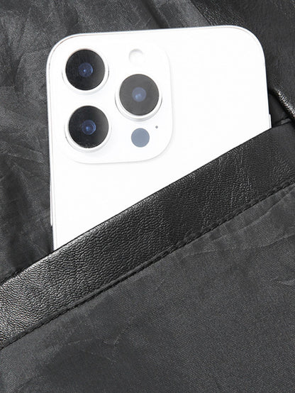 Men's Large Leather Jacket Fashion Collar PU Leather Motorcycle Slimming Cycling Coat New Men Waterproof Leather Jacket