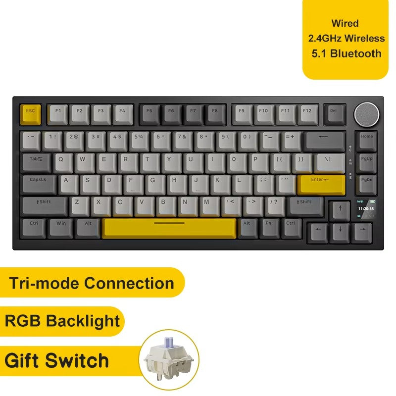 Teclado mecânico gamer Ajazz AK820/AK820Pro Bluetooth 5.1/sem fio/com fio, teclado customizado com botão selado de troca térmica
