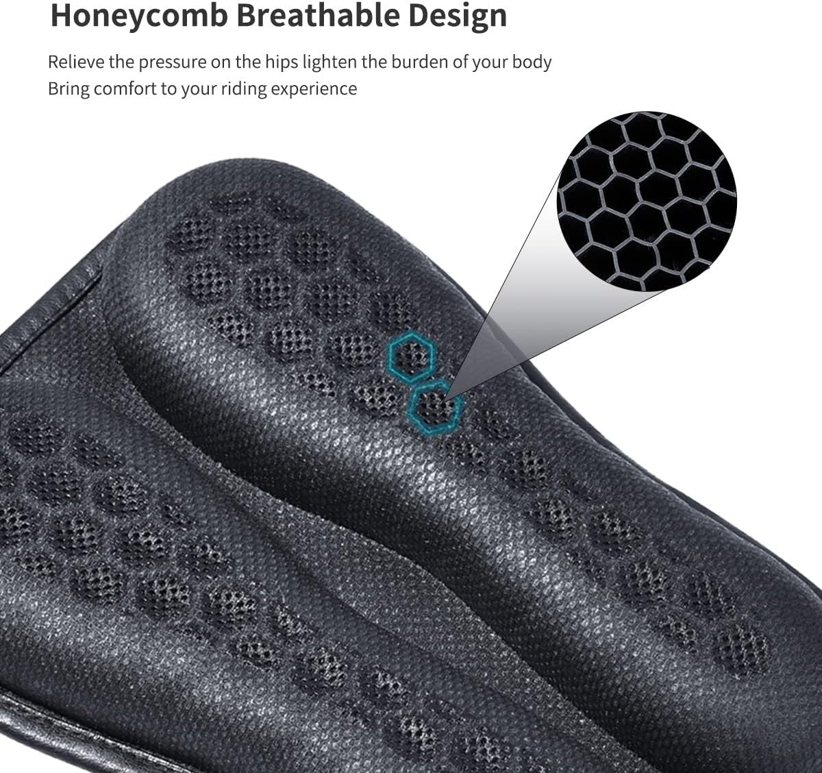 Almofada de assento de motocicleta com absorção de choque, descompressão em gel colmeia 3D, almofada de assento de motocicleta universal confortável