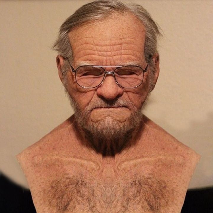 Old Man Mask Full Head Realistic Grandpa Face Wig Scary Elderly Costume For Halloween Party Centerpiece Home Display For Adults