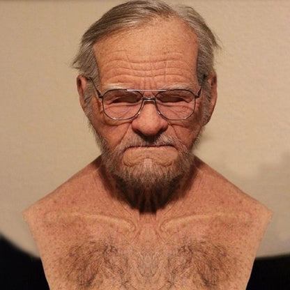 Old Man Mask Full Head Realistic Grandpa Face Wig Scary Elderly Costume For Halloween Party Centerpiece Home Display For Adults