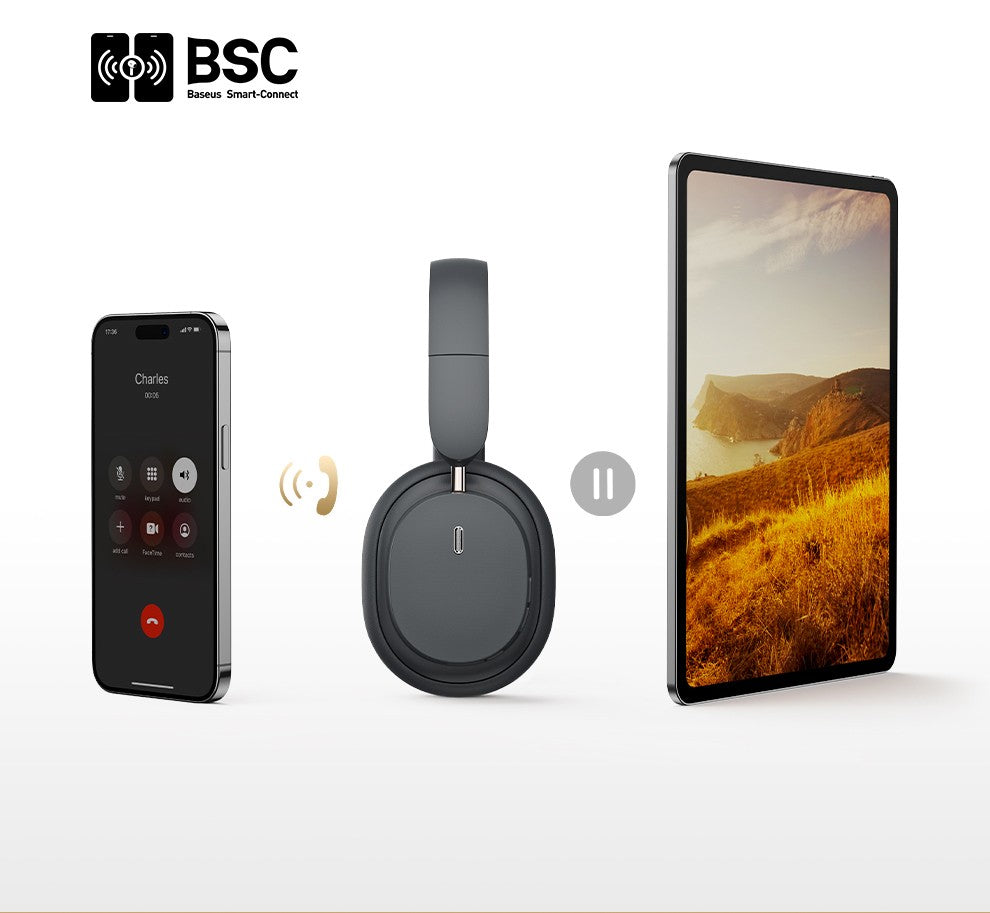 Fone de Ouvido Sem Fio Baseus Bowie D05 Bluetooth 5.3 Fone de Ouvido Nível HIFI Driver de 40mm Dobrável Over Ear 70 Horas de Duração