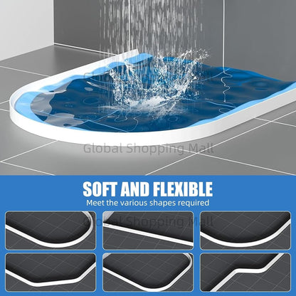 Barreira de Água Dobrável para Box de Chuveiro, Limite de Contenção de Água, Vedação Impermeável para Banheiro e Cozinha, Mantém a Água Dentro, Separação Seco/Molhado
