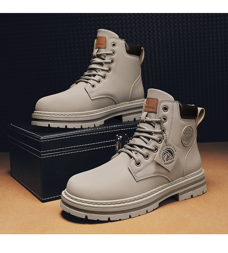 Botas Masculinas Grandes 48 Botas de Motocicleta Cano Curto Masculinas Impermeáveis para Caminhada Chelsea de Inverno Botas Retrô Confortáveis Botas Masculinas
