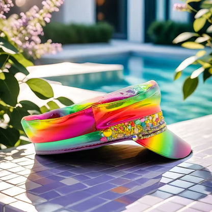 HongLuan Luxury Laser Leather Loop Captain Hat Rhinestone & Military Caps for Woman, Rave Festivals Accessories ? Party Cap Man