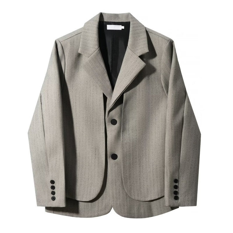 WVGA Spring Autumn New Man Tide Fake Two-Piece Turn-Down Collar Suit Jacket Niche Chic Casual Long Sleeved Blazer Ins Y2K W14146