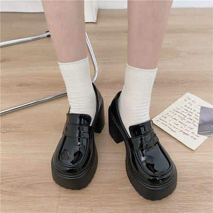 autumn Platform Mary Jane Shoes Ladies Hot Sale High Heels Loafers Women Shoes Retro Chunky Heels Pumps Woman Uniform College
