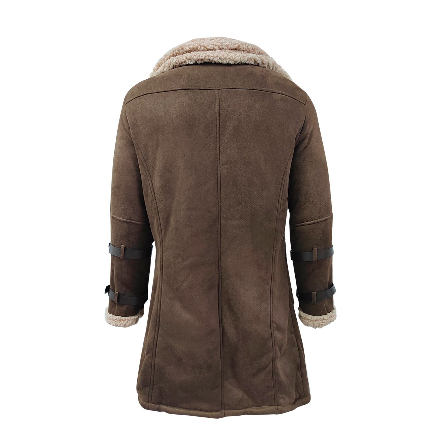 New Fashion Winter Warm Thick Fleece Bomber Jackets Business Clothing Porcket Lapel Long Sleeve Padded Leather Coats For Men