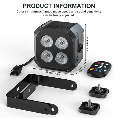 U'King 8Pcs/Set Square LED Par Lights 4X8W RGB LED Stage Light Remote&DMX Controlled DJ Light For Wedding Party Club Disco Event