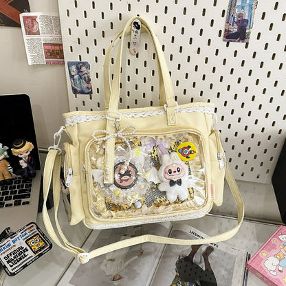 New Japanese Style Transparent Crossbody Bag Cute Candy Color Commuting Shoulder Bag for Girls Simple and Casual Texture Ita Bag