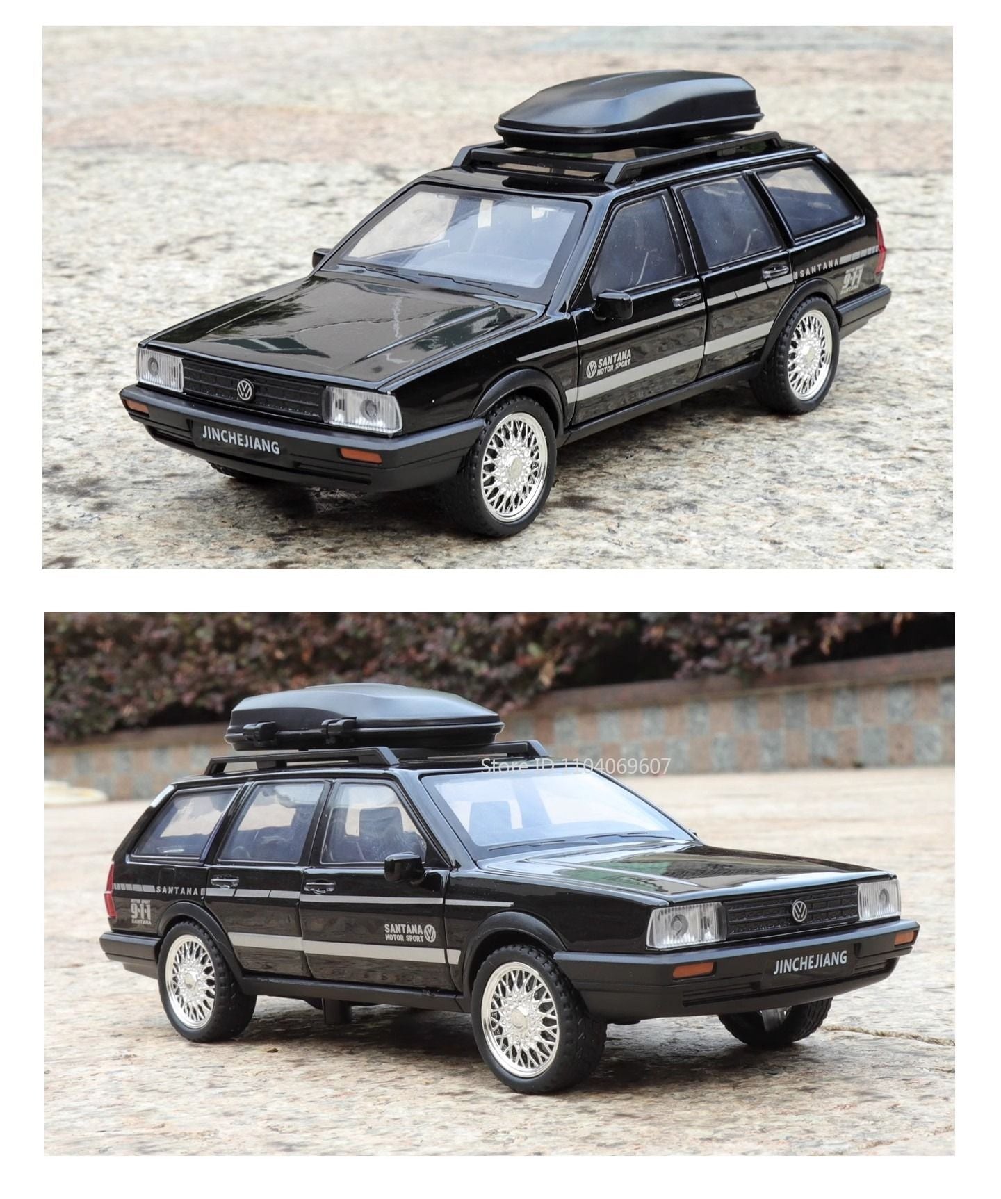 1:32 SANTANA Carros de Brinquedo em Miniatura de Liga Leve com Som, Luz e Portas que Abrem, Puxar para Trás, Veículos de Decoração para Presentes Infantis