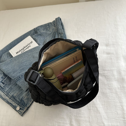 2025 New Quilted Puffer Shoulder Bag for Women Large Capacity Tote Sling Bag Fashion Casual Crossbody Satchel Bag Female Handbag