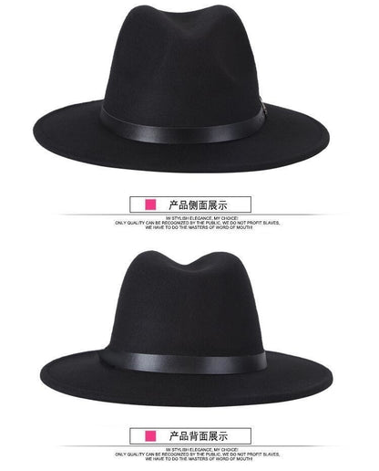 free shipping 2022 new Fashion men fedoras women's fashion jazz hat summer spring black woolen blend cap outdoor casual hat X XL