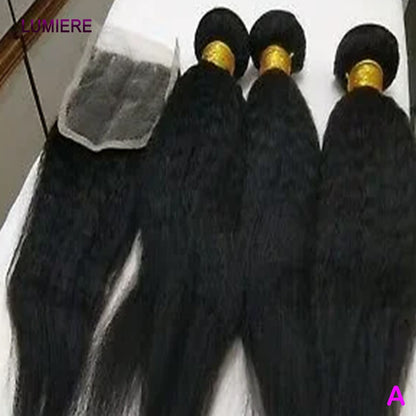 Pacotes de Cabelo Humano Liso Kinky Yaki 100% Cabelo Humano Virgem Puro Brasileiro Extensões de Cabelo em Promoção/Liquidação