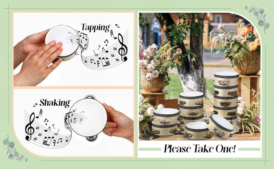 50-180Pcs Wedding Tambourine Drums for Adults Hand Drum Noise Makers Tambourine for Church Wedding Party Favor 4/6/8IN