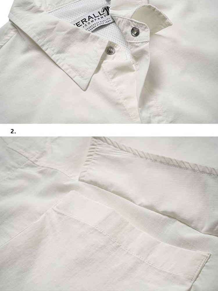 Gmiixder Multi Pocket Lapel Shirt Loose Workwear Short Sleeve Button Blouse Men Women Vintage CityBoy Japan Premium Cargo Shirt