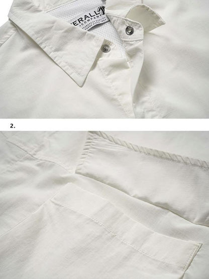 Gmiixder Multi Pocket Lapel Shirt Loose Workwear Short Sleeve Button Blouse Men Women Vintage CityBoy Japan Premium Cargo Shirt