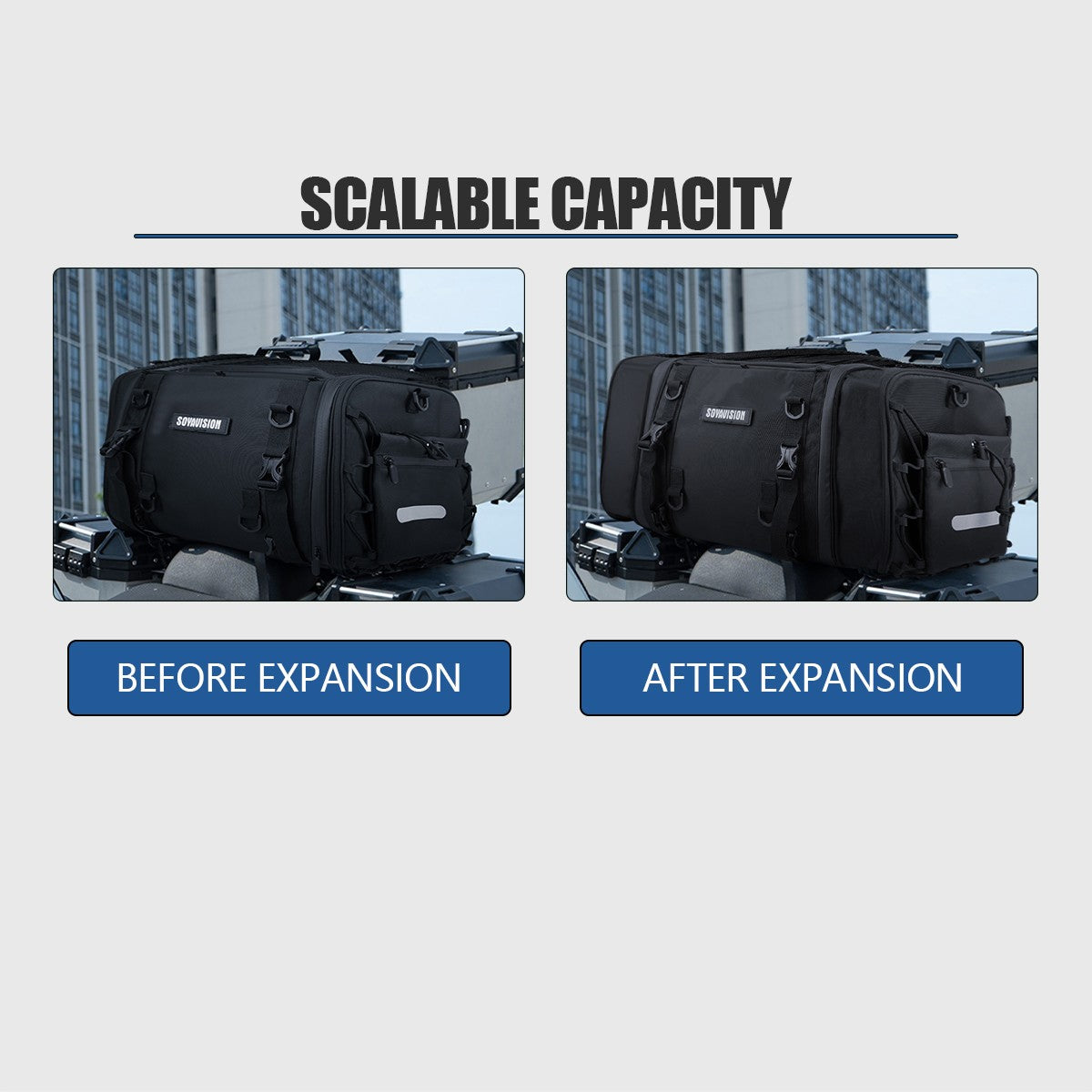 Motorcycle Tail Bag Waterproof 20L-60L Expandable Back Seat Saddle Bag Luggage Pannier Motorcycle Accessories Rider Backpack