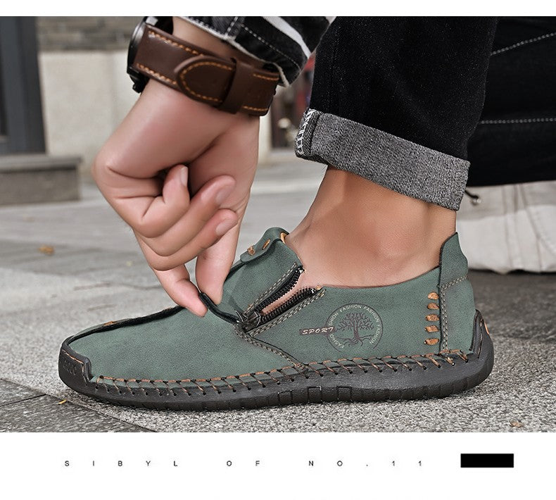 Handmade Leather Men Shoes Casual Slip On Loafers Breathable Leather Shoes Men Flats Hot Sale Moccasins Outdoor Shoes Plus Size