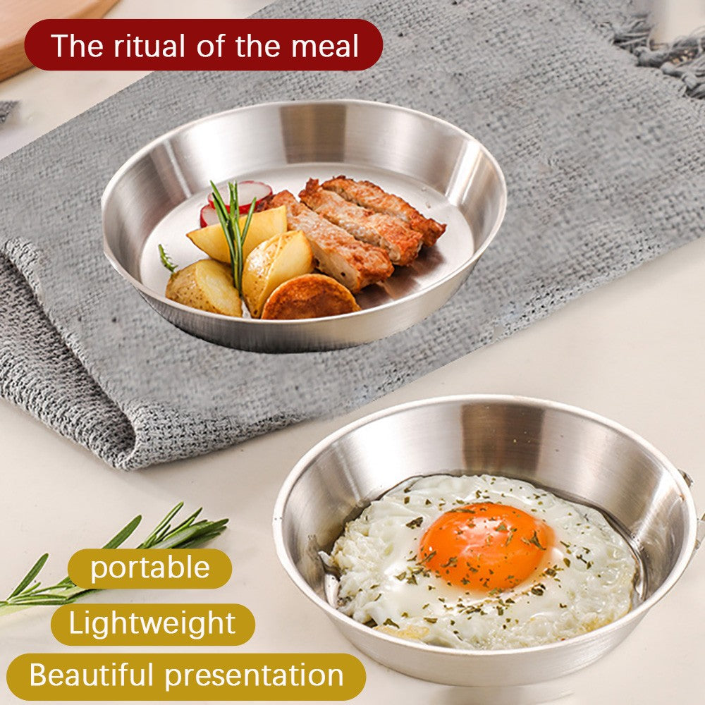 304 stainless steel frying pan, cooking utensil, camping, portable, foldable handle, outdoor, steak frying, flat bottom pan