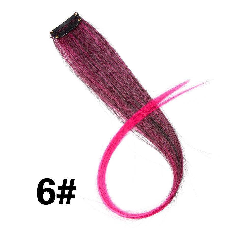 Apliques Sintéticos Presilha de Uma Peça Extensões de Cabelo Arco-Íris Cabelo Sintético Liso Peças de Cabelo de 45cm Longo Ombré Rosa Roxo Vermelho Azul