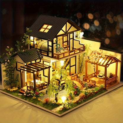 1 unidade, Casa de Bonecas de Madeira DIY, Kit de Montagem de Modelo, Quebra-cabeça 3D, Presentes de Aniversário e Natal para adolescentes e adultos, Micro Modelo de Decoração para Casa