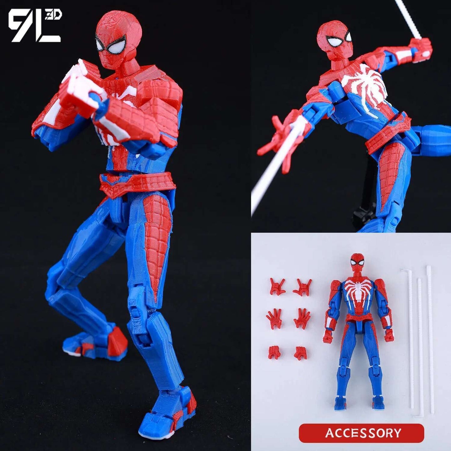 Boneco de Ação Multiarticulado 3D Impresso Dummy13 Homem-Aranha 9L3D Colecionável Marvel com Braços Articulados Boneco para Animação Stop Motion