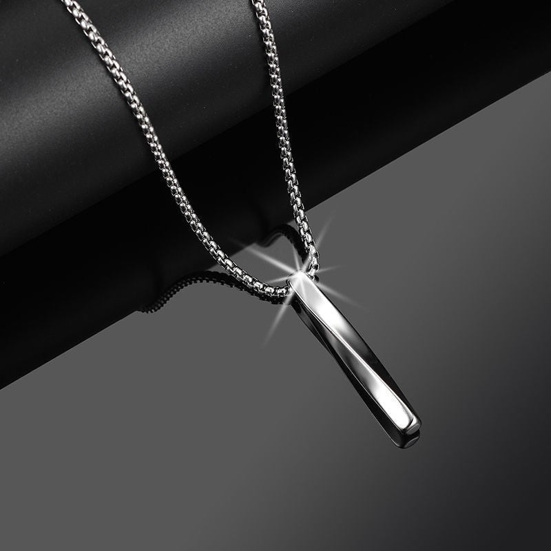 Colar Masculino Pingente Espiral INS Tendência Minimalista Personalidade Cor Prata Aço Inoxidável Corrente Joias Hip-hop Presentes para Festa