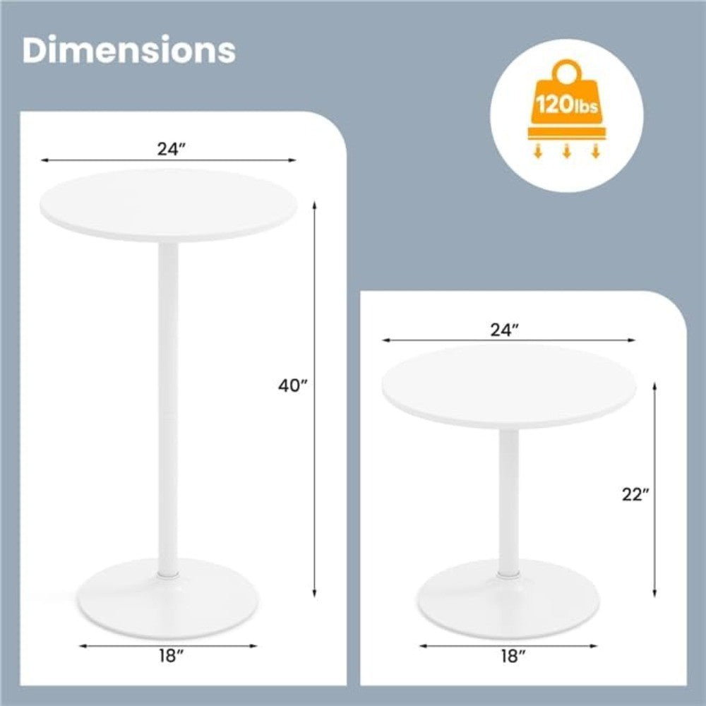 Modern Convertible Standing Cocktail Table, 40/22 Inch Dual-Height Round Bar Table for Dining and Serving