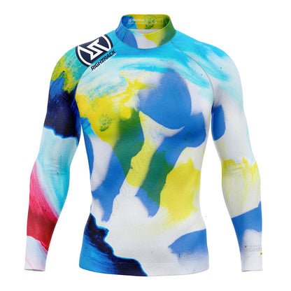 New Men's Surfing Shirt Gold Coast Lycra Rashguard RIGHTTRACK Long Sleeve Surf Sportswear Beach UV Swimwear UPF50+ Clothes
