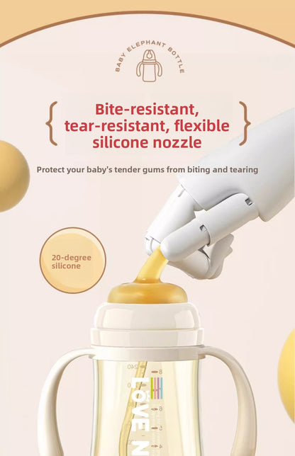 300ML PPSUTemperature-Sensitive Anti-Flatulence Feeding Bottle Baby Straw Cup Drop-Resistant Direct Drink No-Spill Cup1-3Weaning