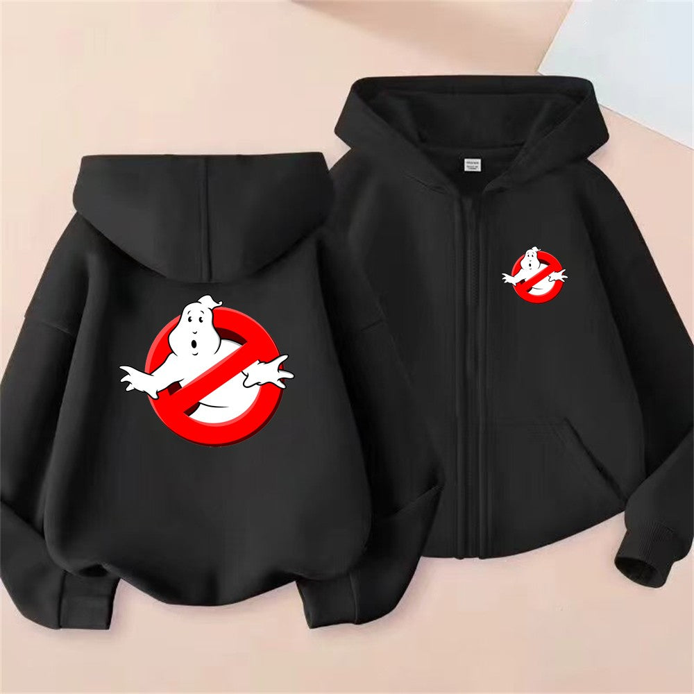 Kid 3-12 Year Coat Children Hoodie Girl Boy Zipper Tops Sweatshirt Casual Sweatshirts black autumn Ghostbusters Clothes