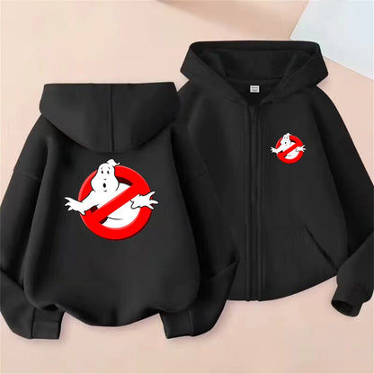 Kid 3-12 Year Coat Children Hoodie Girl Boy Zipper Tops Sweatshirt Casual Sweatshirts black autumn Ghostbusters Clothes