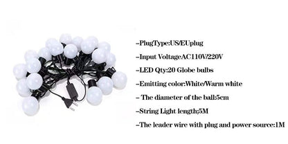 G50 Street Garland Light Bulbs LED Fairy String Light Outdoor Lights Garden Patio Christmas Decoration