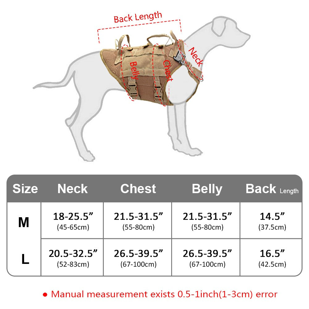 Colete Tático Militar para Cães, Sem Puxão, para Cães de Médio e Grande Porte, Treinamento, Caminhada, Colete Molle para Cães com Bolsos